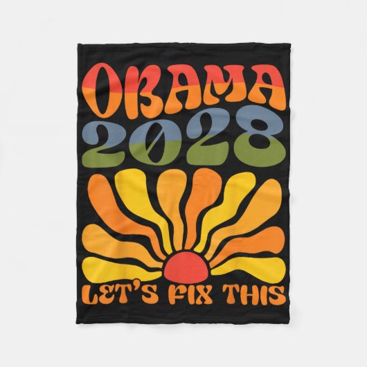 オバマ大統領2028 Obama 2028 Flower Boho Ra フリースブランケット (正面)