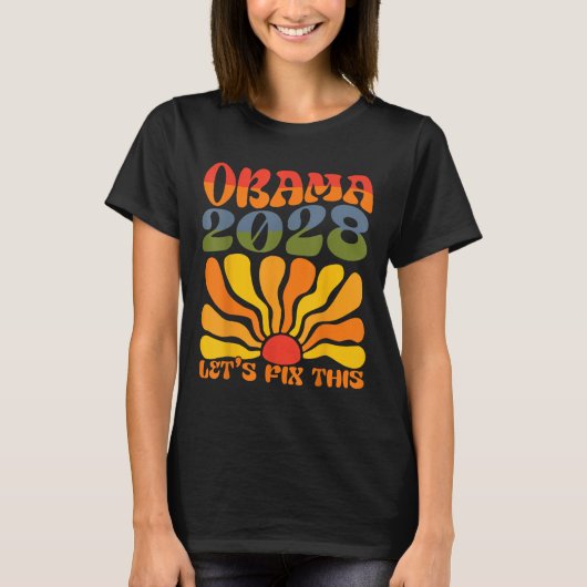 オバマ大統領2028 Obama 2028 Flower Boho Ra Tシャツ (正面)
