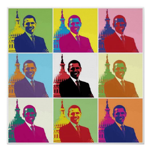 オバマ大統領 ポップアート 20x20 ポスター (正面)