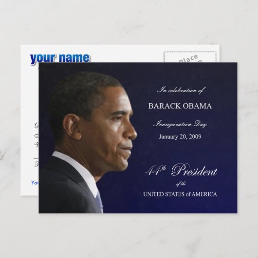 オバマ就任式パーティの招待状葉書 インビテーションポストカード (正面/裏面)