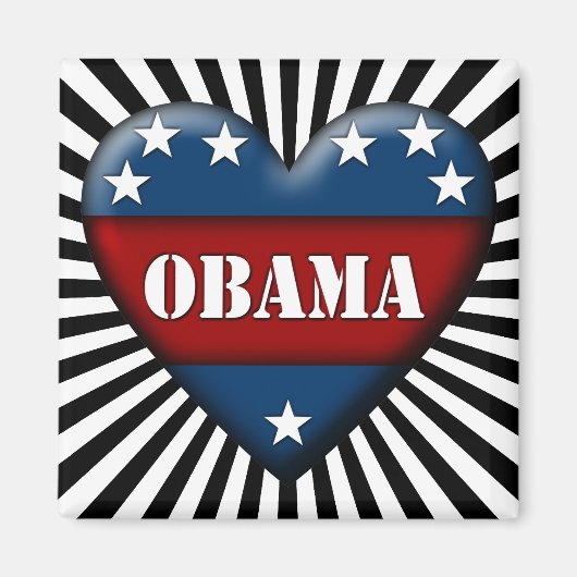 オバマ愛国的ハート マグネット (正面)