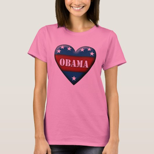 オバマ愛国的ハート Tシャツ (正面)