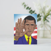 オバマ氏，テレプロンプターで貿易 ポストカード (スタンド正面)