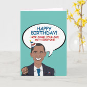 オバマ氏：今、共有とお誕生日ケーキを共有 カード (黄色い花)