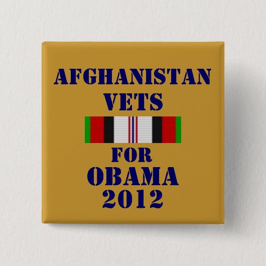 オバマ2012年のためのアフガニスタンの獣医 缶バッジ (正面)