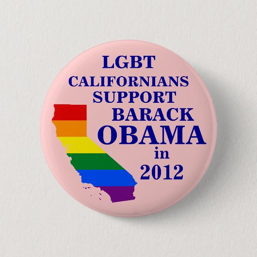 オバマ2012年のためのLGBTのカリフォルニア住民 缶バッジ (正面)
