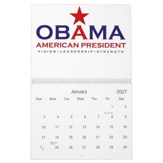 オバマ2013年大統領 カレンダー (1月 2027)