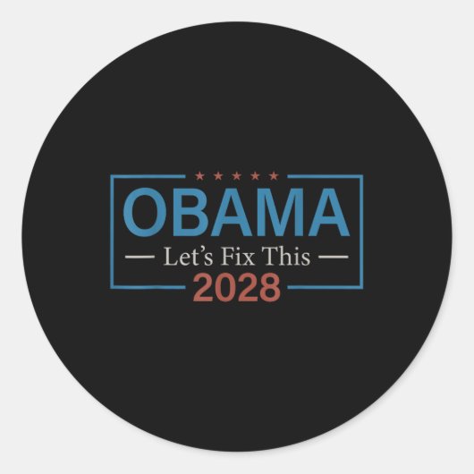 オバマ2028は、この政治おもしろい的な米国選挙を修正する ラウンドシール (正面)