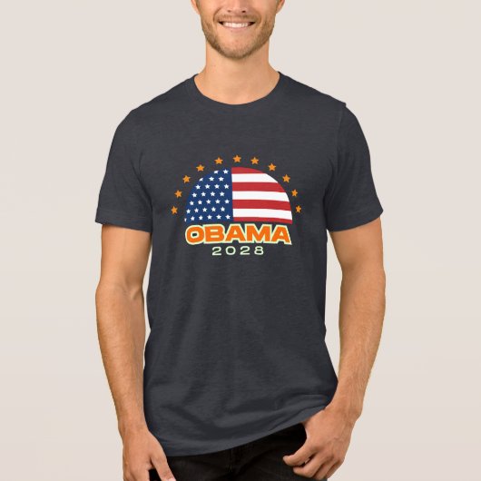 オバマ2028アメリカ国旗の希望 トライブレンドTシャツ (正面)