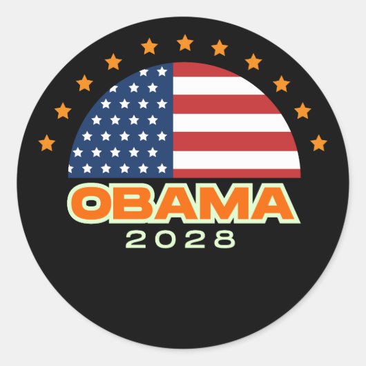 オバマ2028アメリカ国旗の希望 ラウンドシール (正面)