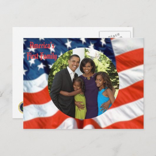 オバマ・アメリカ大統領初の家族写真 ポストカード (正面/裏面)
