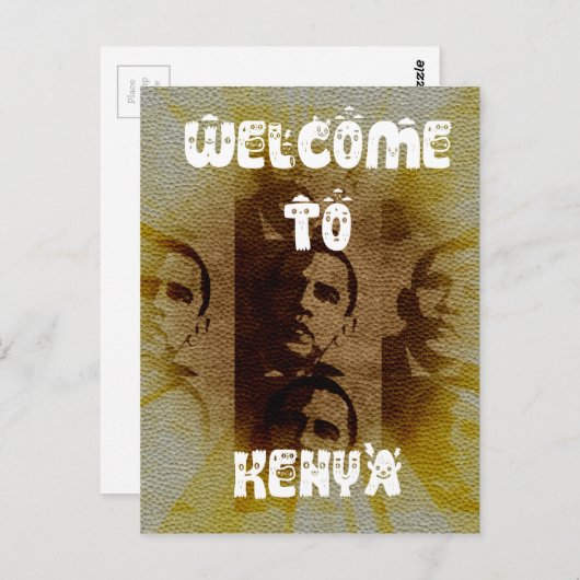 オバマ・コラージュとのケニアへようこそ ポストカード (正面/裏面)