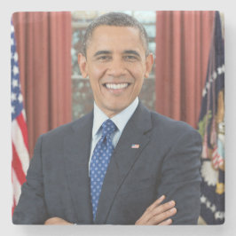 オバマ・バラク米国大統領のオーバルオフィス肖像画 ストーンコースター