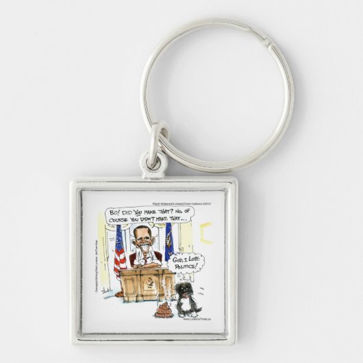 オバマ&ボー風刺漫画ギフトTee & Cards キーホルダー (正面)