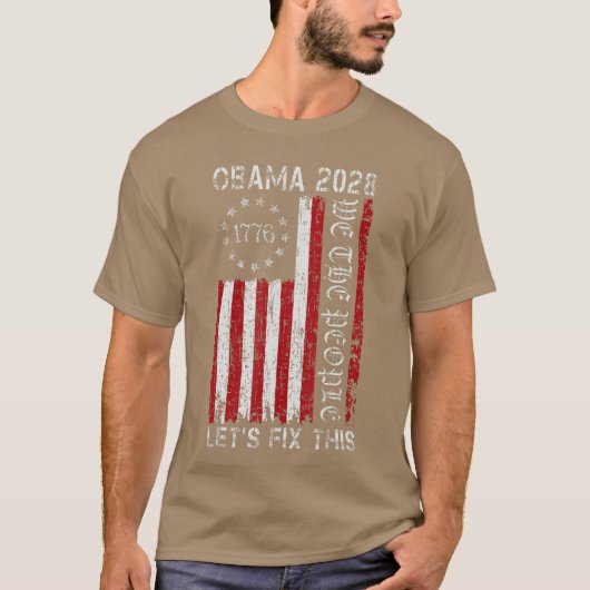 オバマ ヴィンテージ フラグ レトロ 愛国的 2028 政治的 Tシャツ (正面)