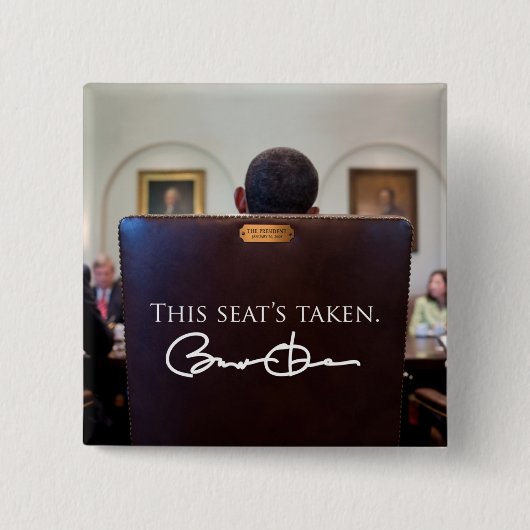 オバマ: 取られるこの座席 缶バッジ (正面)