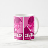 オバマ-希望、進歩は、暗いピンクのマグを変えます コーヒーマグカップ (正面右)