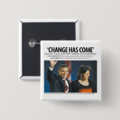 オバマ: 来ましたボタンを変えて下さい 缶バッジ (正面&裏面)