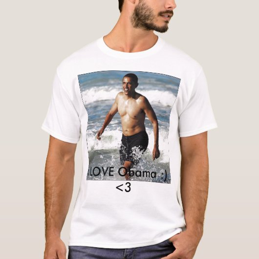 オバマ、私はオバマを:) <3愛します Tシャツ (正面)