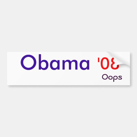 オバマ、「08、oops バンパーステッカー (正面)