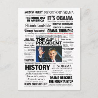 オバマ: Headline Collage第44大統領 ポストカード