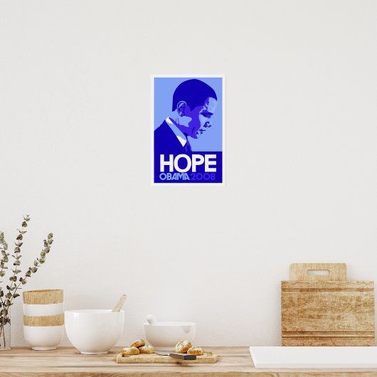 オバマ – Hope Blue Poster ポスター (キッチン)