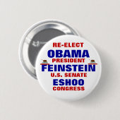 オバマFeinstein Eshooのためのカリフォルニア 缶バッジ (正面&裏面)
