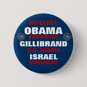 オバマGillibrandイスラエル共和国のためのニューヨーク 缶バッジ