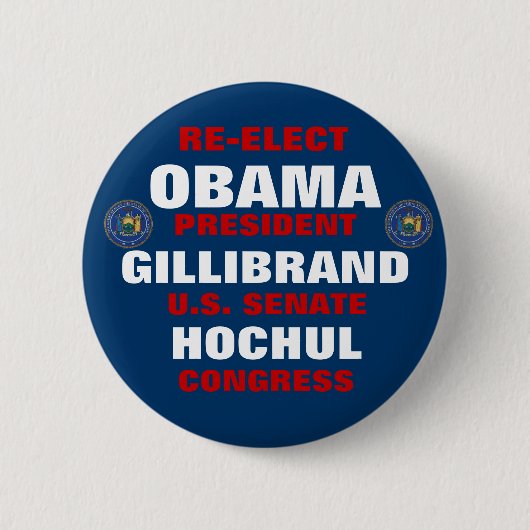 オバマGillibrand Hochulのためのニューヨーク 缶バッジ (正面)