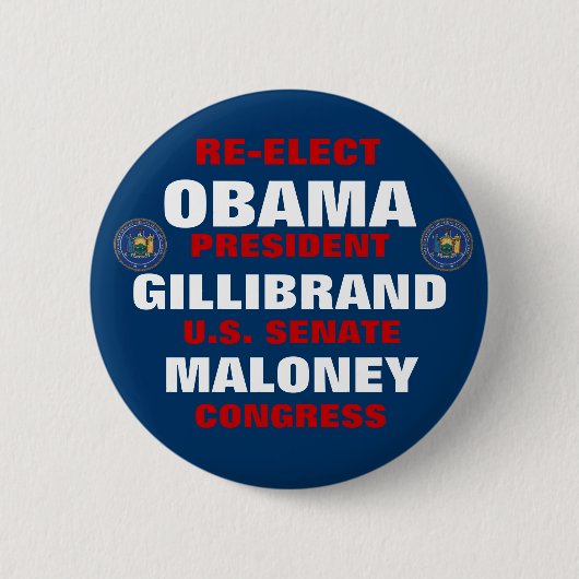 オバマGillibrand Maloneyのためのニューヨーク 缶バッジ (正面)