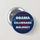 オバマGillibrand Maloneyのためのニューヨーク 缶バッジ (正面&裏面)