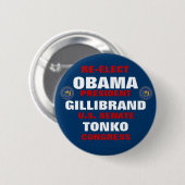 オバマGillibrand Tonkoのためのニューヨーク 缶バッジ (正面&裏面)