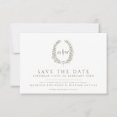 オバル離れの白オリーブグリーン結婚写真 セーブザデート (正面)