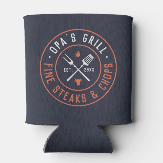 オパのグリルパーソナライズされた年が成立 缶クーラー (裏面)