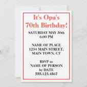 オパの70誕生日ドイツ国旗の招待状 招待状 (裏面)