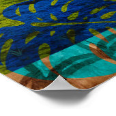 オパエカ滝カウアイハワイアンコラージュ ポスター (角)