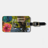 オパエカ滝ズカウアイハワイアンコラージュアロハ ラゲッジタグ (正面横)