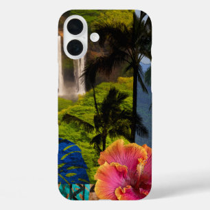 オパエカ滝ズカウアイハワイアンコラージュ iPhone 16 PLUSケース