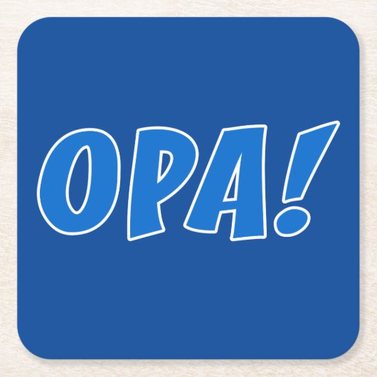 オパギリシャお祝い（ダークブルー） スクエアペーパーコースター (正面)