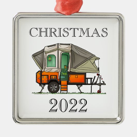 オパスアポップ・アートのップキャンパーRVハッピーキャンパーメタルオーナメント メタルオーナメント (正面)