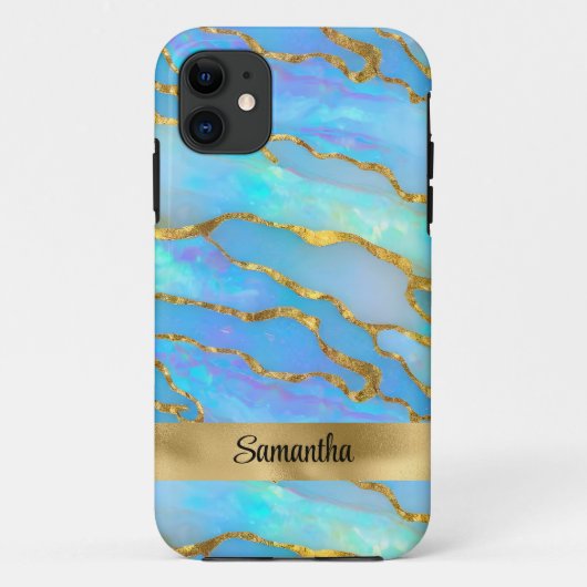 オパーソナライズされたフェイクパル石と金ゴールド Case-Mate iPhoneケース (裏面)