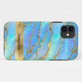 オパーソナライズされたフェイクパル石と金ゴールド Case-Mate iPhoneケース (裏面(横))
