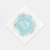 オパーソナライズされたボーイシャワー水彩グリッター スタンダードランチョンナプキン (角)