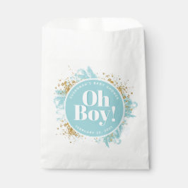 オパーソナライズされたボーイシャワー水彩グリッター フェイバーバッグ