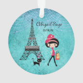 オパーソナライズされたラパリガールアンドキャット オーナメント (裏面)