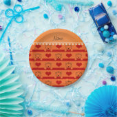 オパーソナライズされたレンジ・タイガース・赤いハートストライプズ ペーパープレート (パーティー)