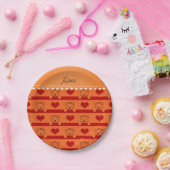 オパーソナライズされたレンジ・タイガース・赤いハートストライプズ ペーパープレート (パーティー)