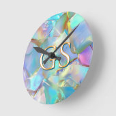オパールに大きなモノグラムまたは名前 ラウンド壁時計 (傾斜)