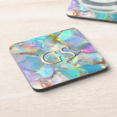 オパールの大きなモノグラムまたは名前 コースター (左側)