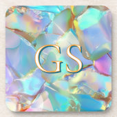 オパールの大きなモノグラムまたは名前 コースター (正面)